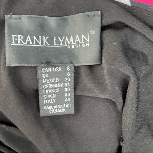 Frank Lyman  color block pink black 80’s VTG dress sheer abstract overlay, 6 - Picture 9 of 10